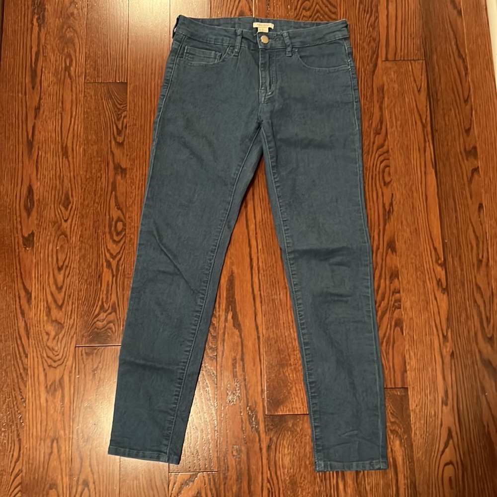 Solid blue cropped skinny jeans